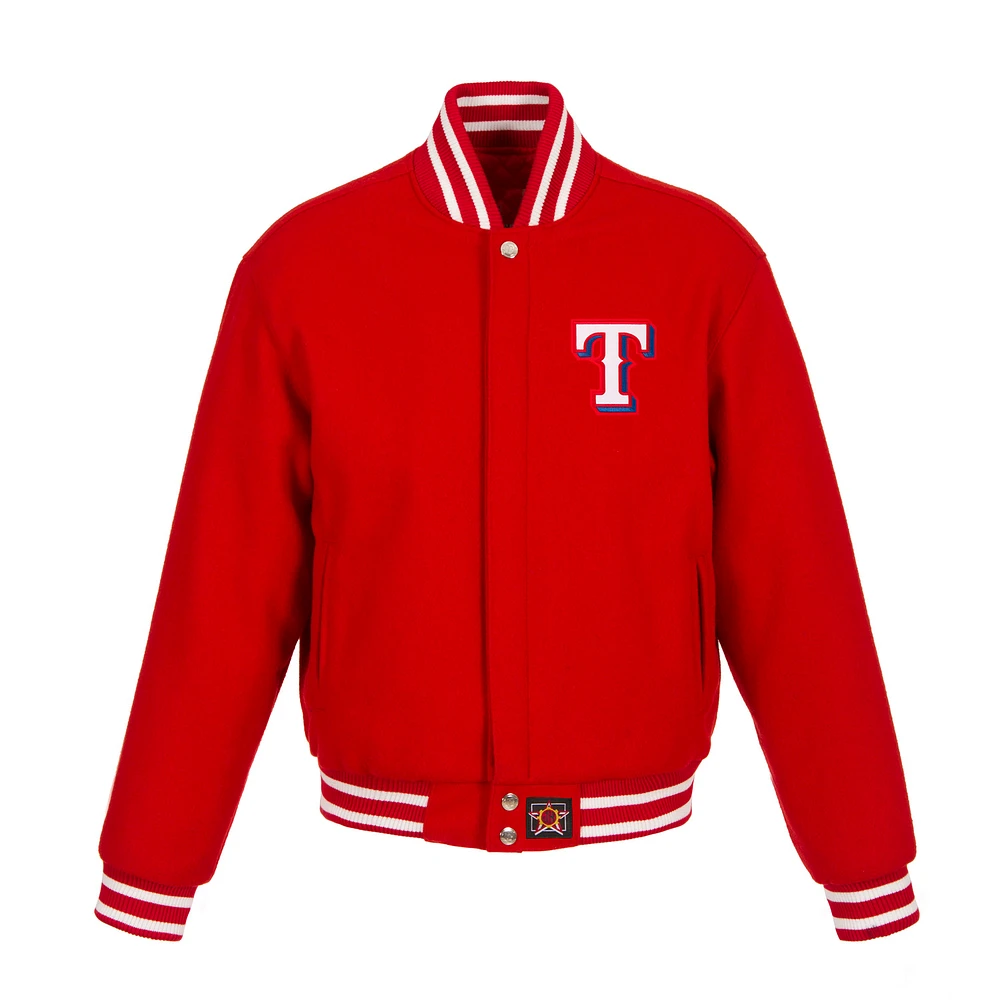 Women's JH Design Red Texas Rangers Embroidered Logo All-Wool Jacket
