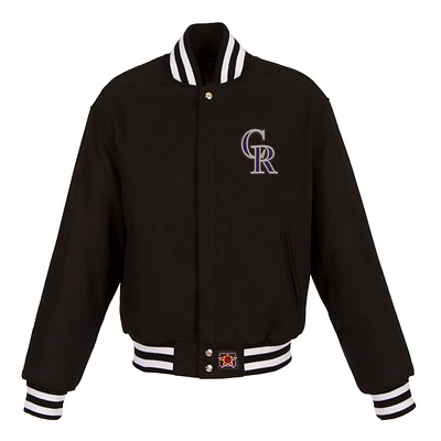 Women's JH Design Black Colorado Rockies Embroidered Logo All-Wool Jacket