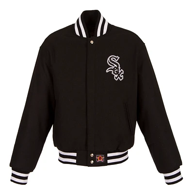Women's JH Design Black Chicago White Sox Embroidered Logo All-Wool Jacket
