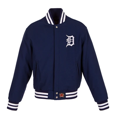Women's JH Design Navy Detroit Tigers Embroidered Logo All-Wool Jacket