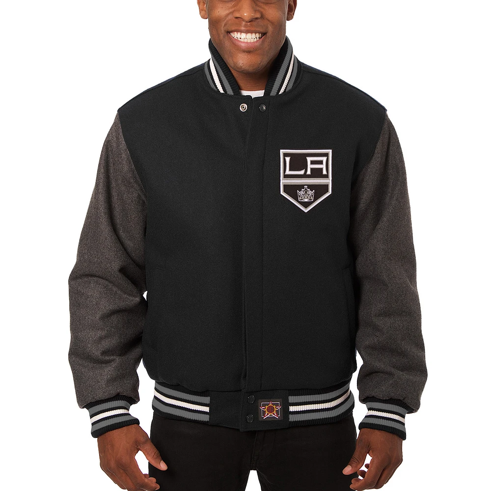 Men's JH Design Black Los Angeles Kings Domestic All-Wool Jacket with Embroidered Logos