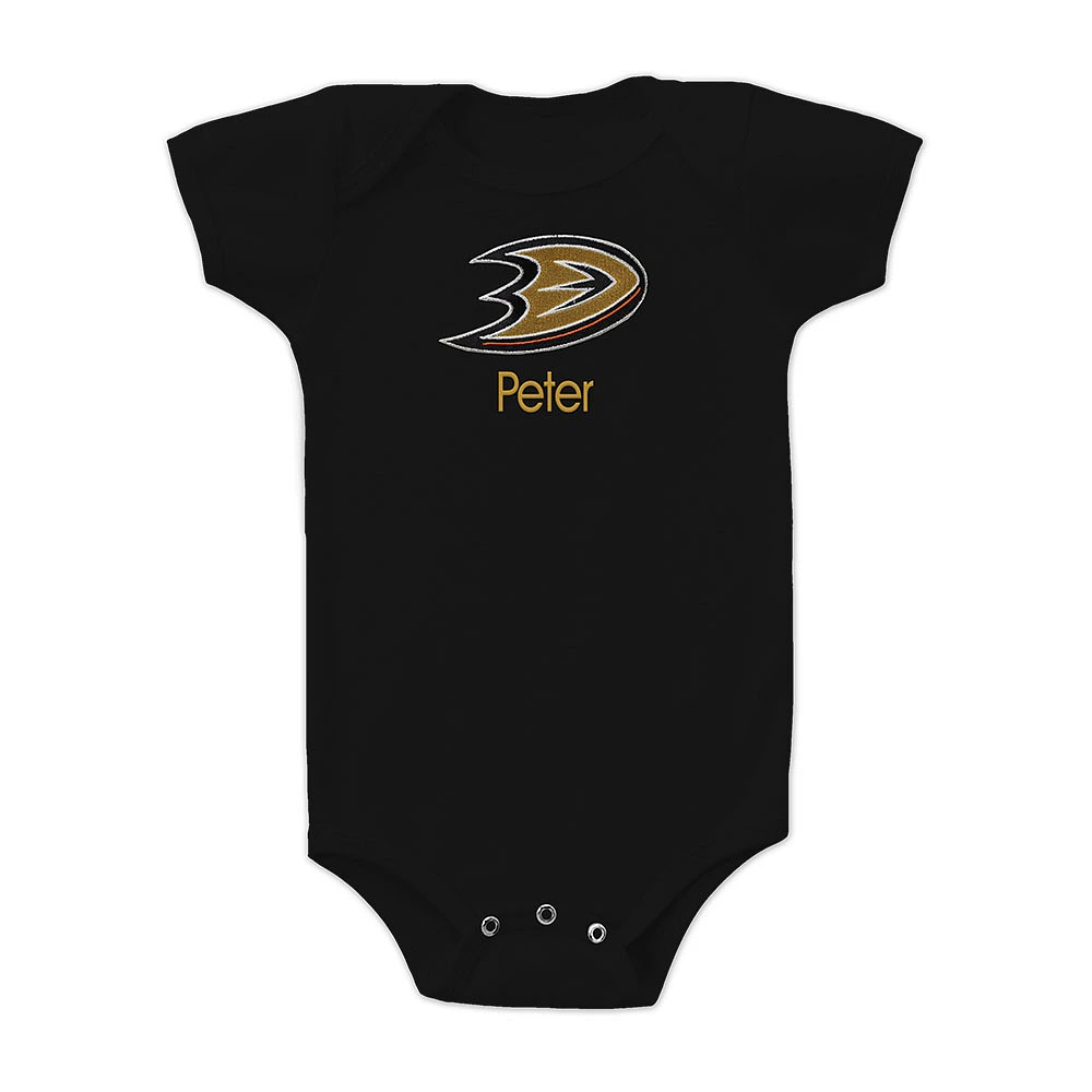 Infant Black Anaheim Ducks Personalized Bodysuit