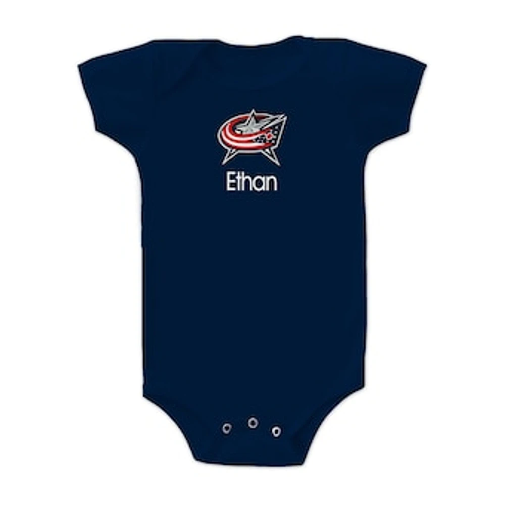Infant Navy Columbus Blue Jackets Personalized Bodysuit