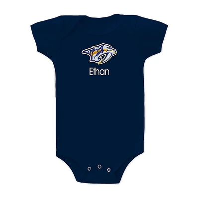 Infant Navy Nashville Predators Personalized Bodysuit