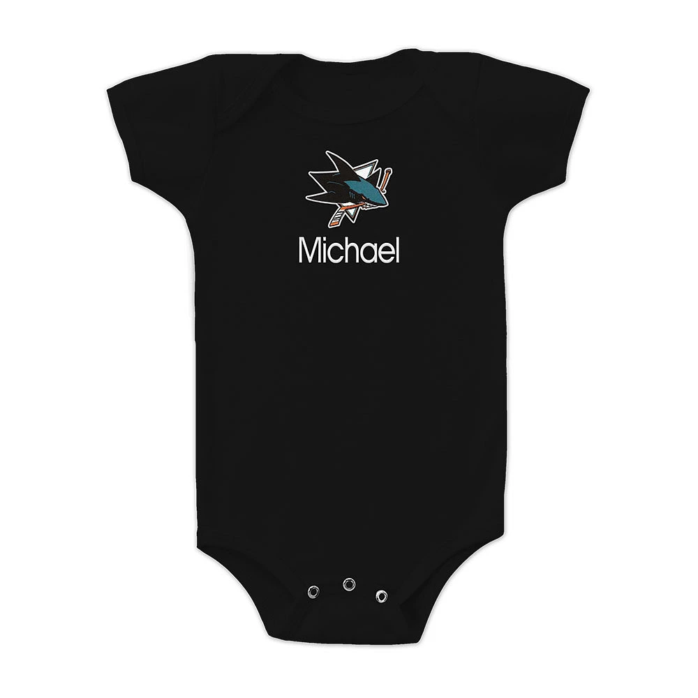 Infant Black San Jose Sharks Personalized Bodysuit