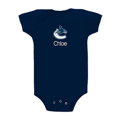 Infant Navy Vancouver Canucks Personalized Bodysuit