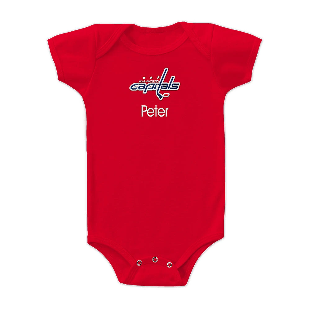 Infant Red Washington Capitals Personalized Bodysuit