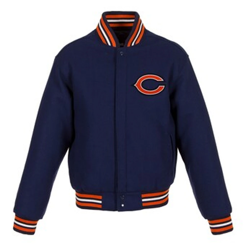 Women's JH Design Navy Chicago Bears Embroidered Logo All-Wool Jacket