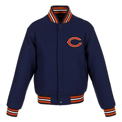 Women's JH Design Navy Chicago Bears Embroidered Logo All-Wool Jacket