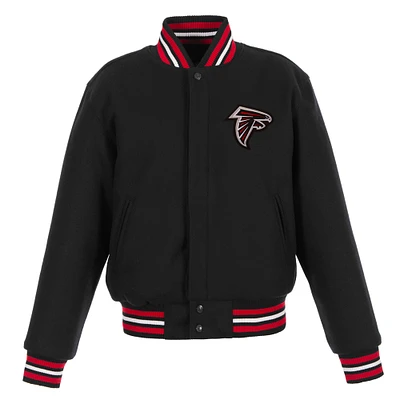 Women's JH Design Black Atlanta Falcons Embroidered Logo All-Wool Jacket