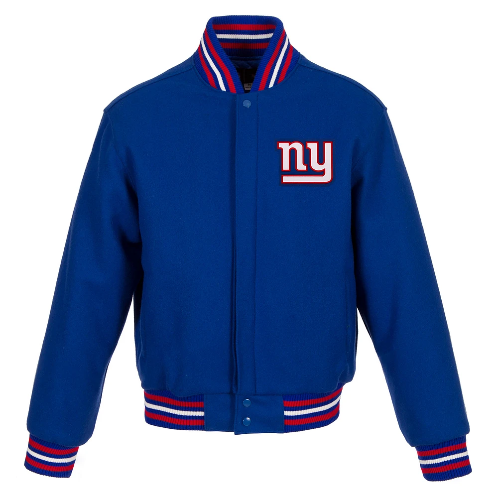 Women's JH Design Royal New York Giants Embroidered Logo All-Wool Jacket