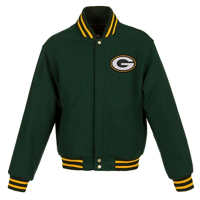 Women's JH Design Green Bay Packers Embroidered Logo All-Wool Jacket
