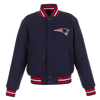 Women's JH Design Navy New England Patriots Embroidered Logo All-Wool Jacket
