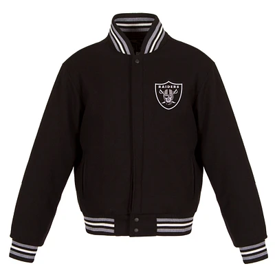 Women's JH Design Black Las Vegas Raiders Embroidered Logo All-Wool Jacket