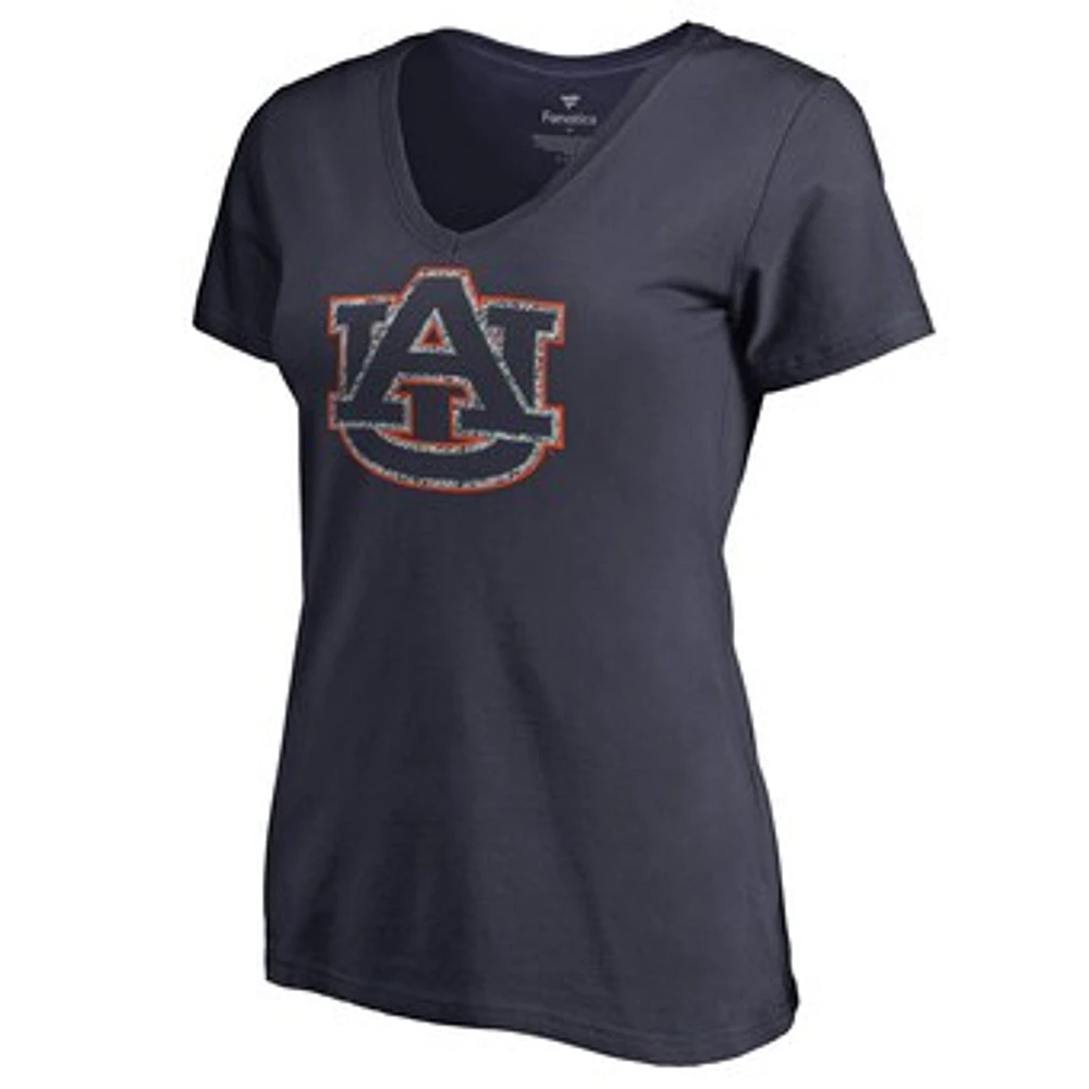 Women's Navy Auburn Tigers Static Logo V-Neck T-Shirt