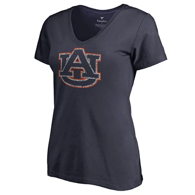 Women's Navy Auburn Tigers Static Logo V-Neck T-Shirt