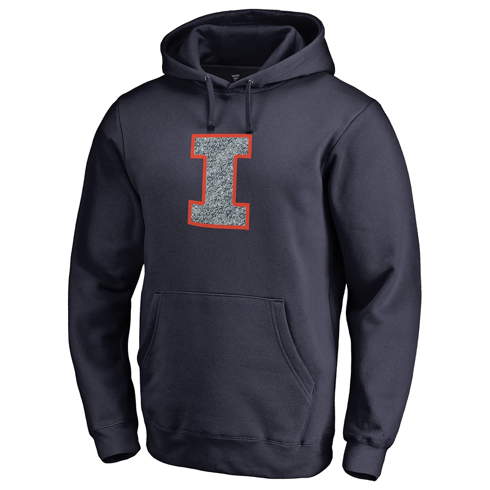 Men's Navy Illinois Fighting Illini Static Logo Pullover Hoodie