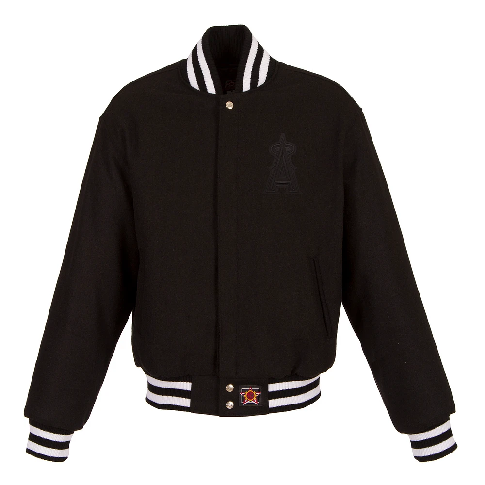 Women's JH Design Black Los Angeles Angels Embroidered Logo All-Wool Jacket