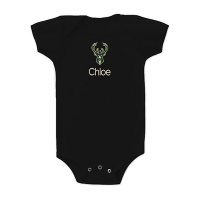 Infant Black Milwaukee Bucks Personalized Bodysuit