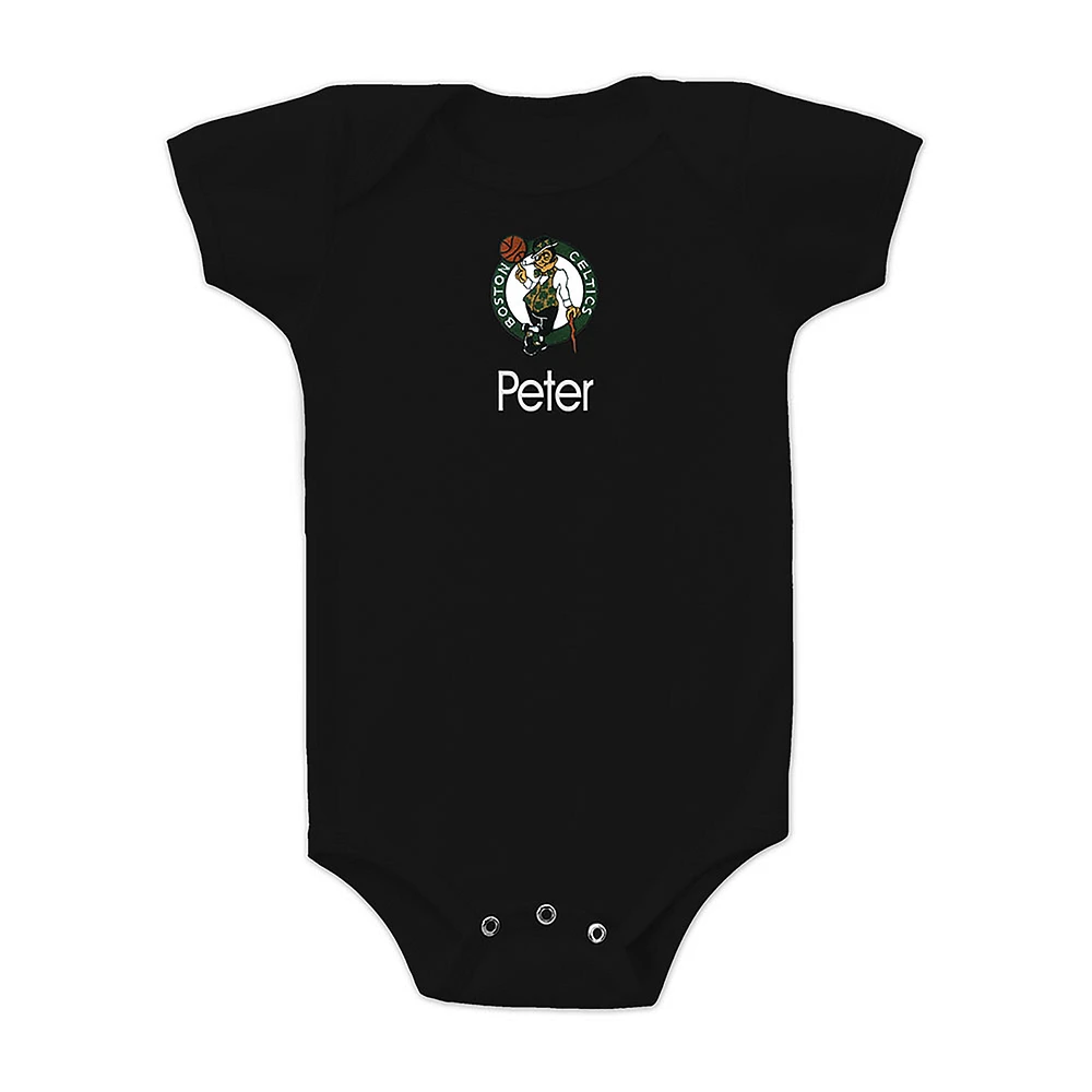 Infant Black Boston Celtics Personalized Bodysuit