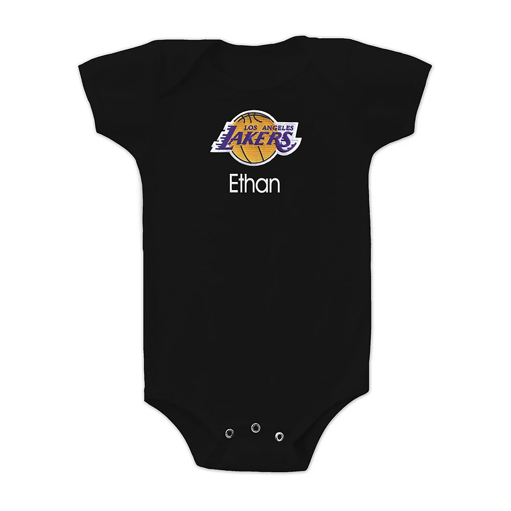 Infant Black Los Angeles Lakers Personalized Bodysuit