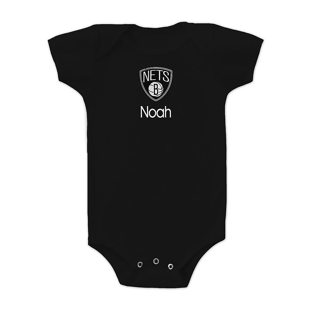 Infant Black Brooklyn Nets Personalized Bodysuit