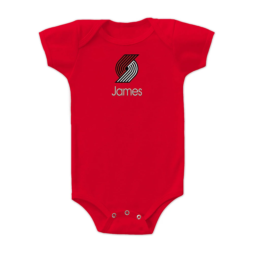 Infant Red Portland Trail Blazers Personalized Bodysuit