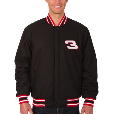 Men's JH Design Black Richard Childress Racing Wool Varsity Jacket