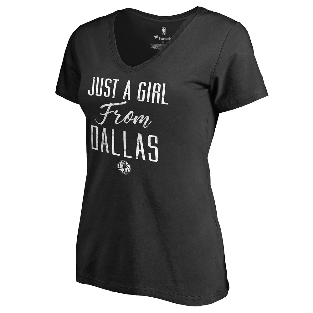 Women's Black Dallas Mavericks Just a Girl V-Neck T-Shirt