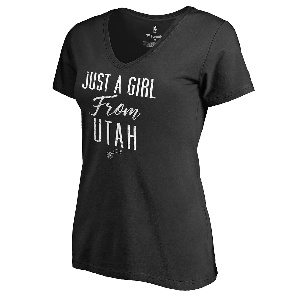Women's Black Utah Jazz Just a Girl V-Neck T-Shirt
