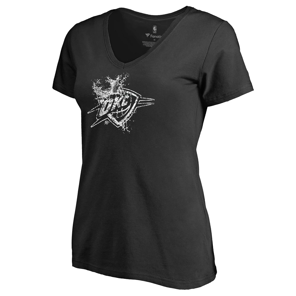 Women's Black Oklahoma City Thunder Splash V-Neck T-Shirt