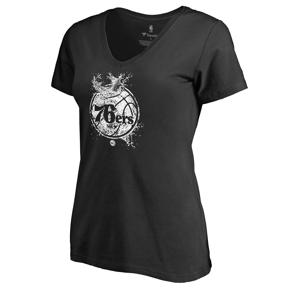 Women's Black Philadelphia 76ers Splash V-Neck T-Shirt