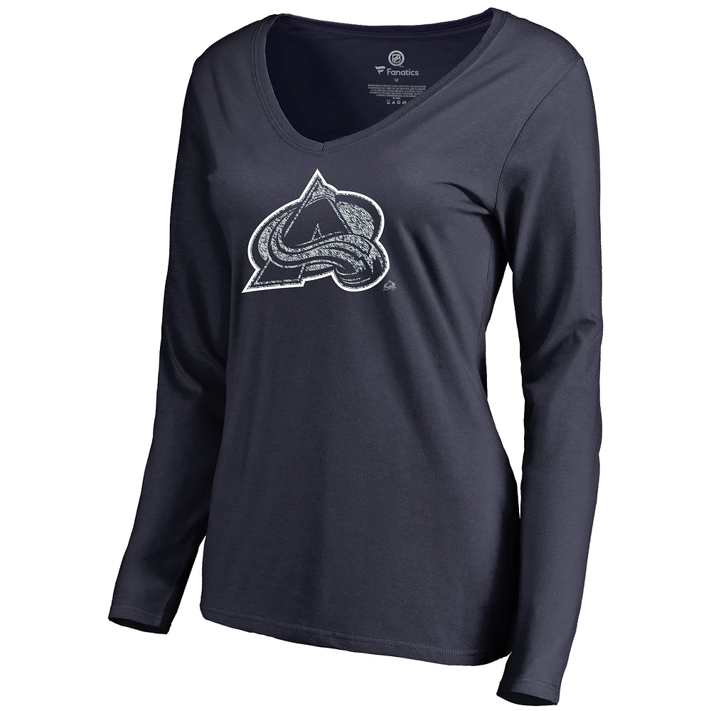 Women's Navy Colorado Avalanche Static Logo Long Sleeve V-Neck T-Shirt