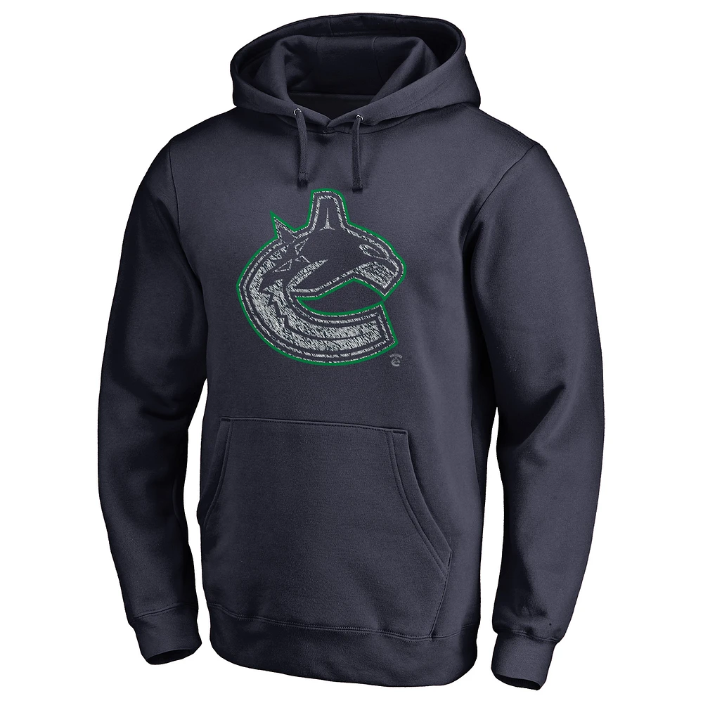 Men's Navy Vancouver Canucks Static Logo Pullover Hoodie
