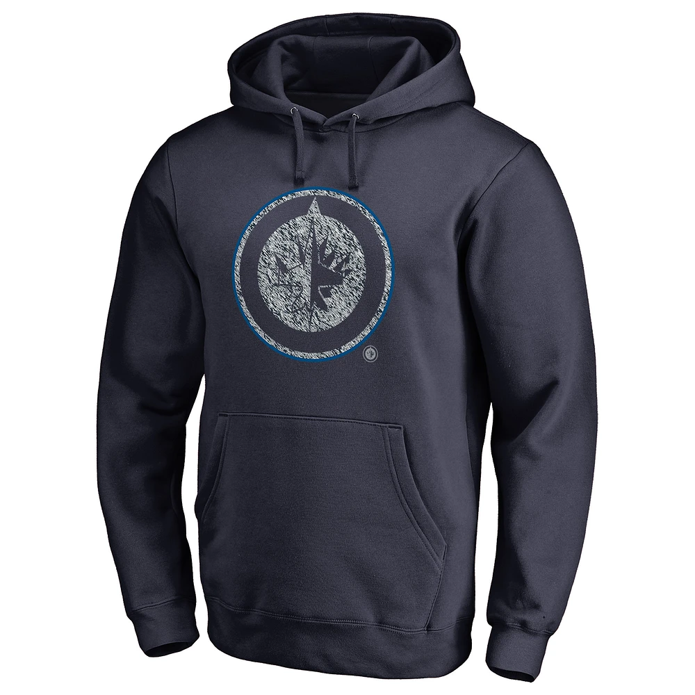 Men's Navy Winnipeg Jets Static Logo Pullover Hoodie