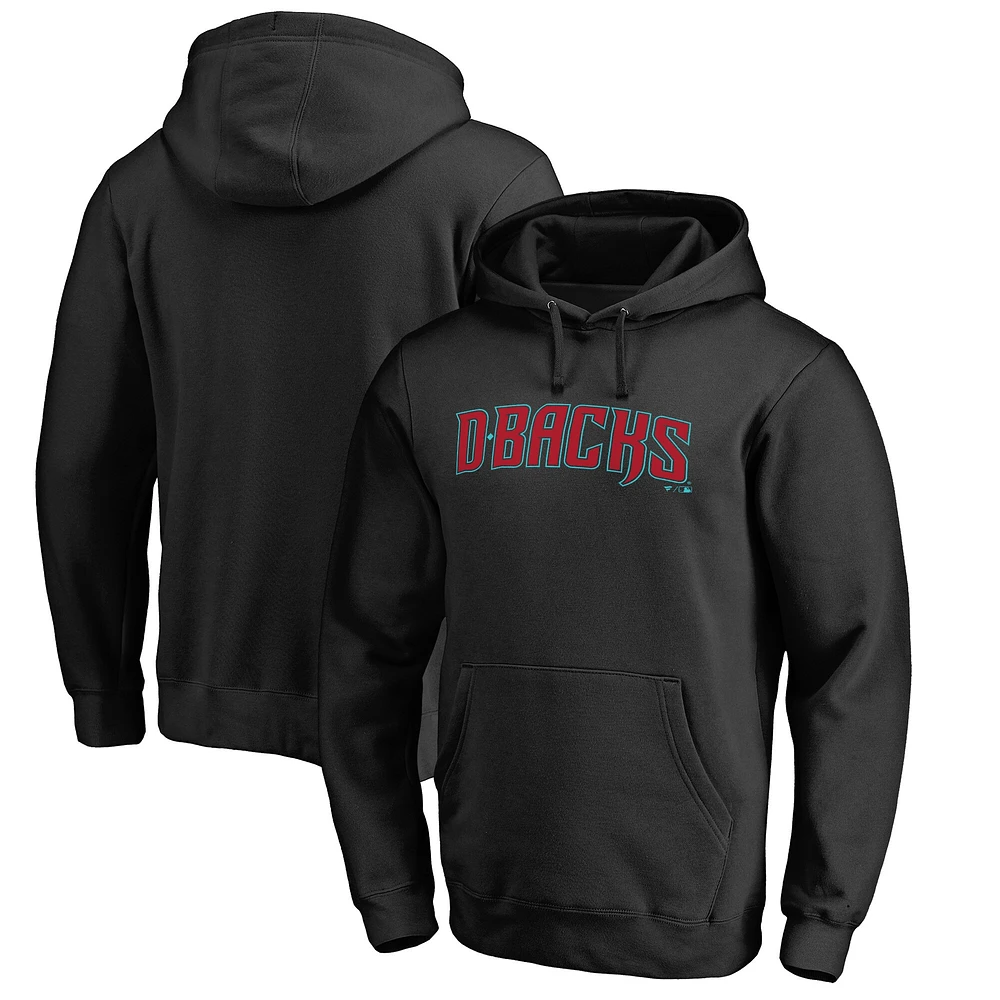 Men's Black Arizona Diamondbacks Official Wordmark Fitted Pullover Hoodie