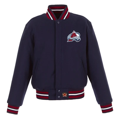 Women's JH Design Navy Colorado Avalanche Domestic All-Wool Embroidered Full-Zip Jacket