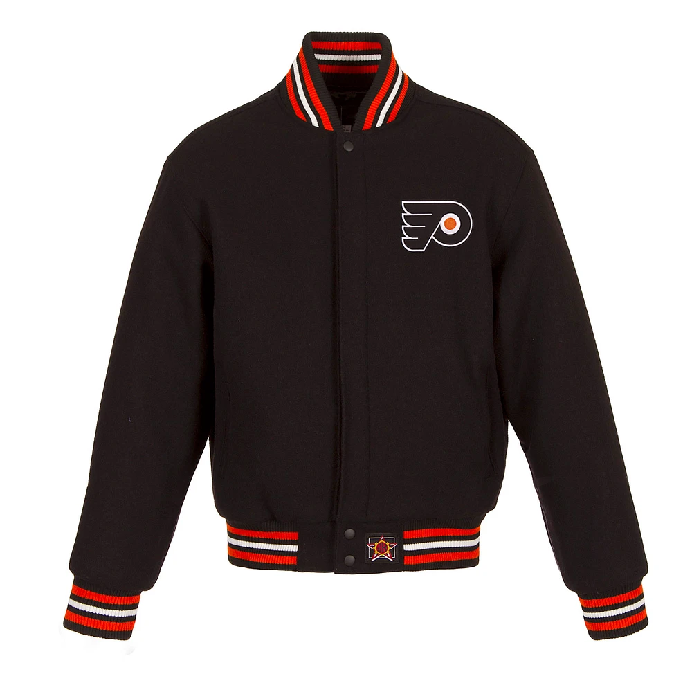 Women's JH Design Black Philadelphia Flyers Domestic All-Wool Embroidered Full-Zip Jacket