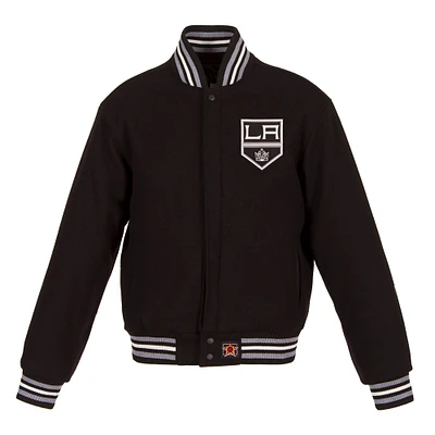 Women's JH Design Black Los Angeles Kings Domestic All-Wool Embroidered Full-Zip Jacket
