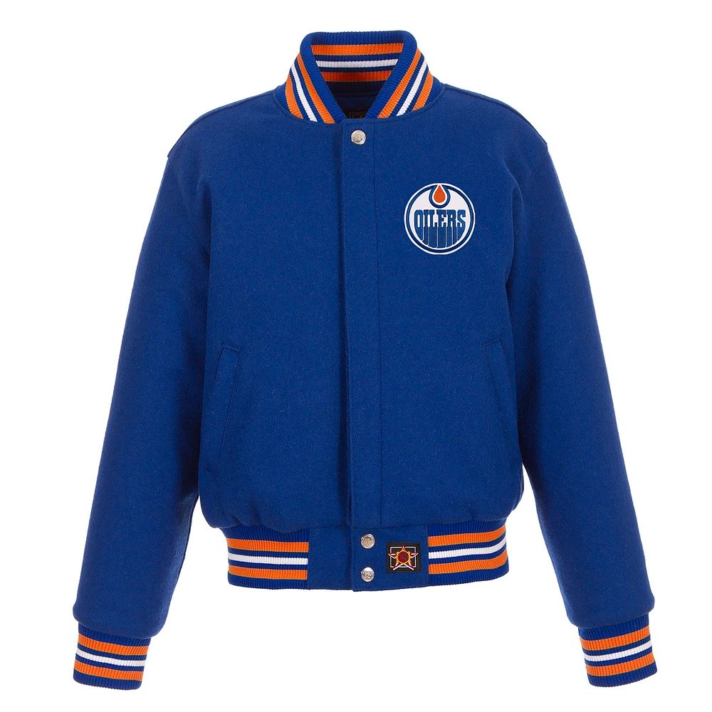 Women's JH Design Royal Edmonton Oilers Domestic All-Wool Embroidered Full-Zip Jacket