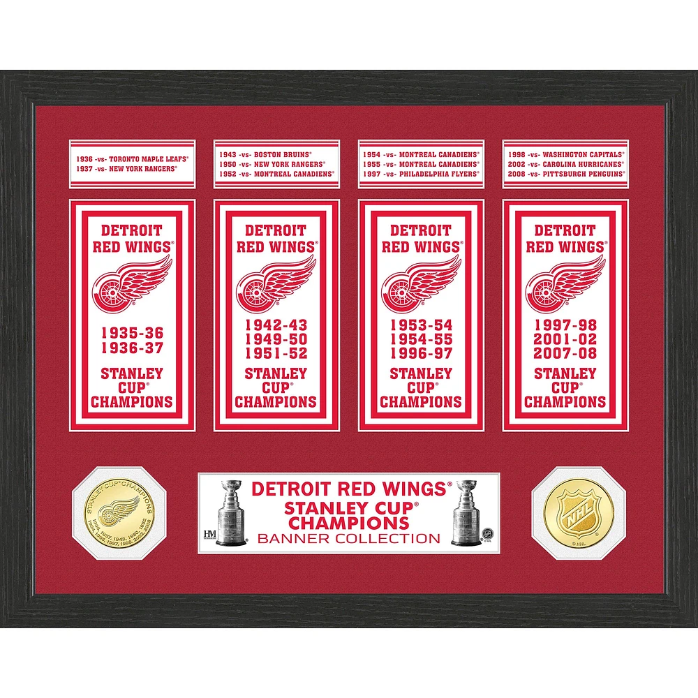 Highland Mint Detroit Red Wings 15" x 12" Stanley Cup Banner Collection Photo Mint
