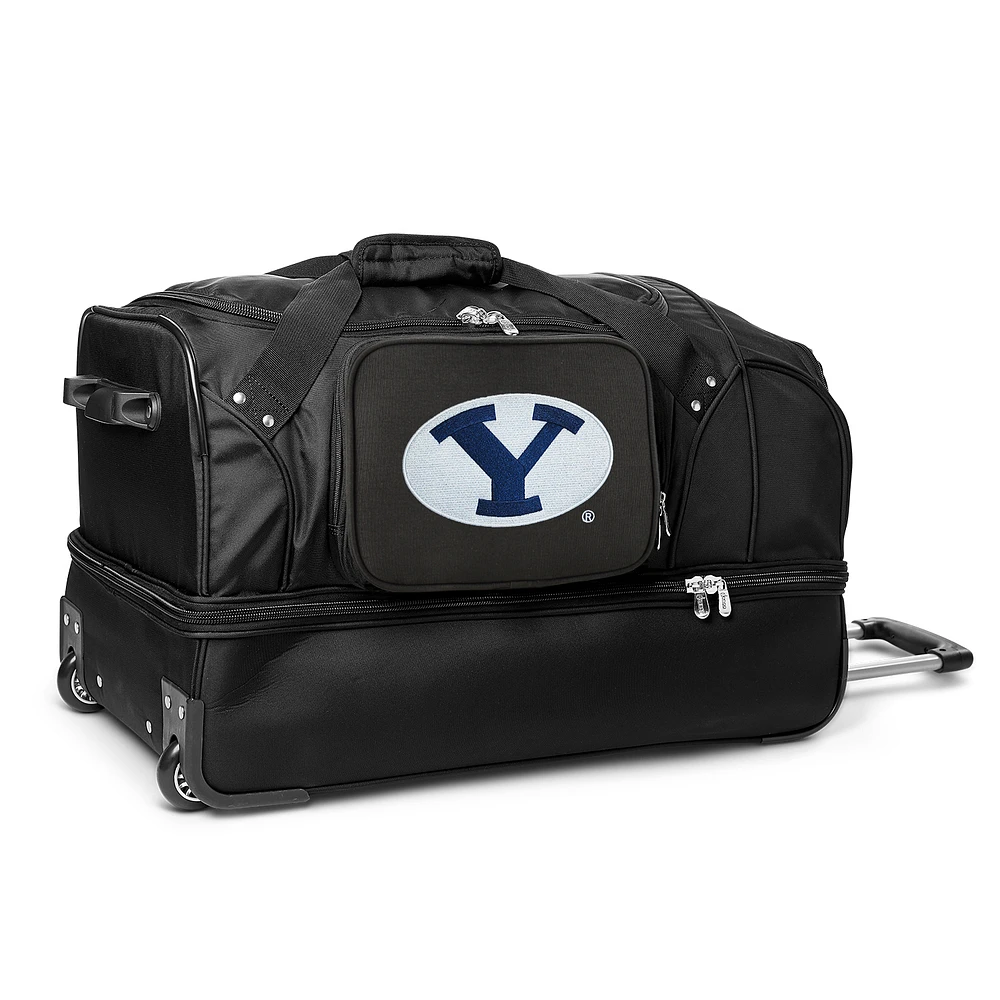 MOJO BYU Cougars Black 27'' 2-Wheel Drop Bottom Rolling Duffel Bag