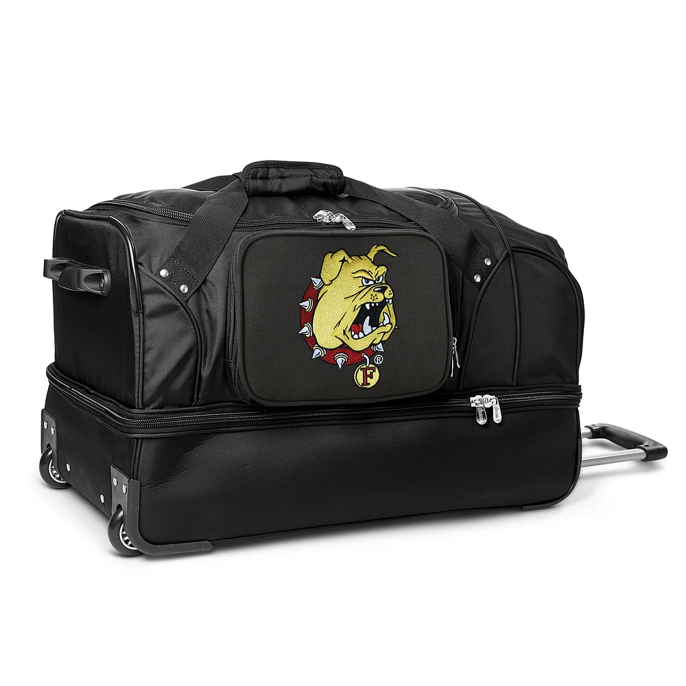MOJO Ferris State Bulldogs Black 27'' 2-Wheel Drop Bottom Rolling Duffel Bag
