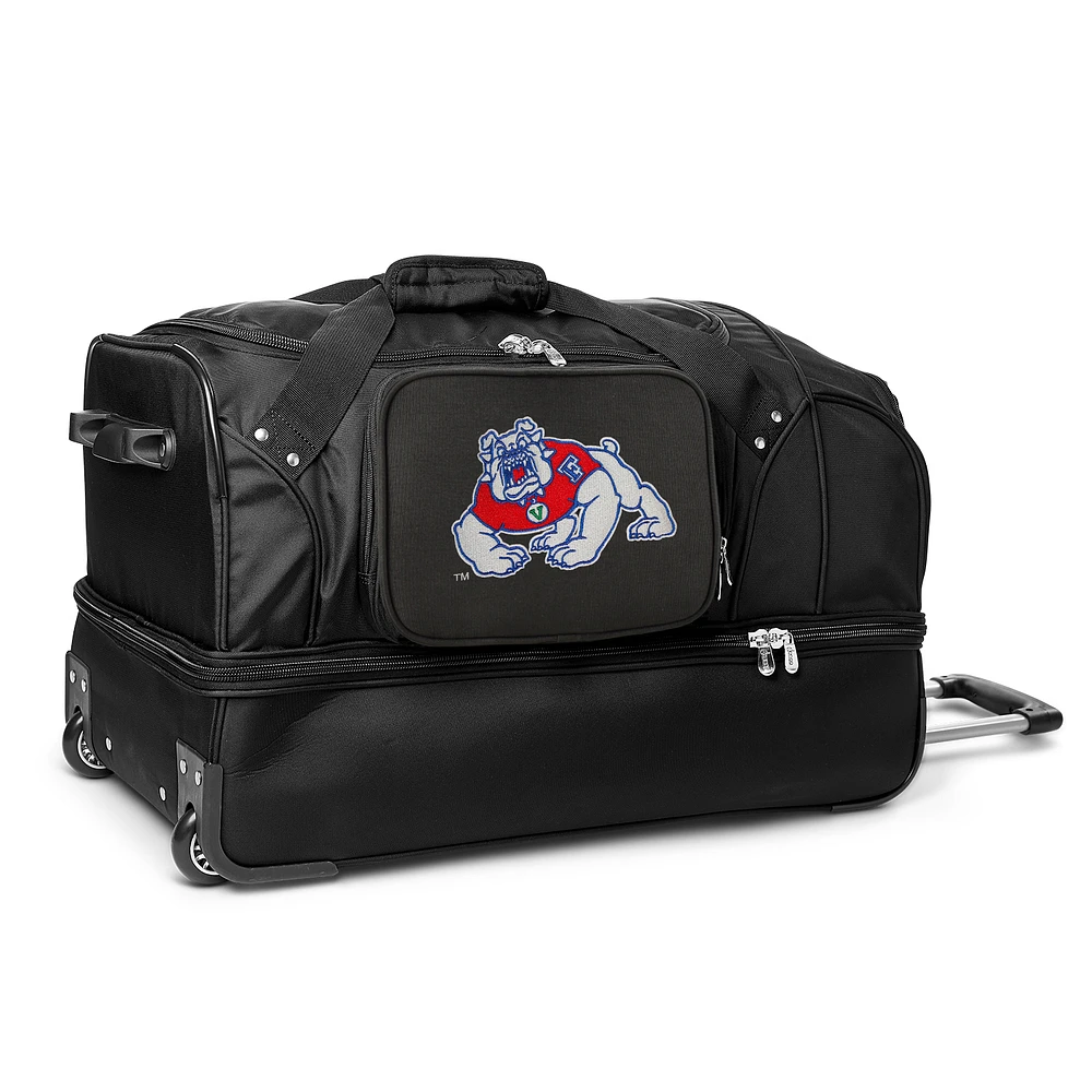MOJO Fresno State Bulldogs Black 27'' 2-Wheel Drop Bottom Rolling Duffel Bag