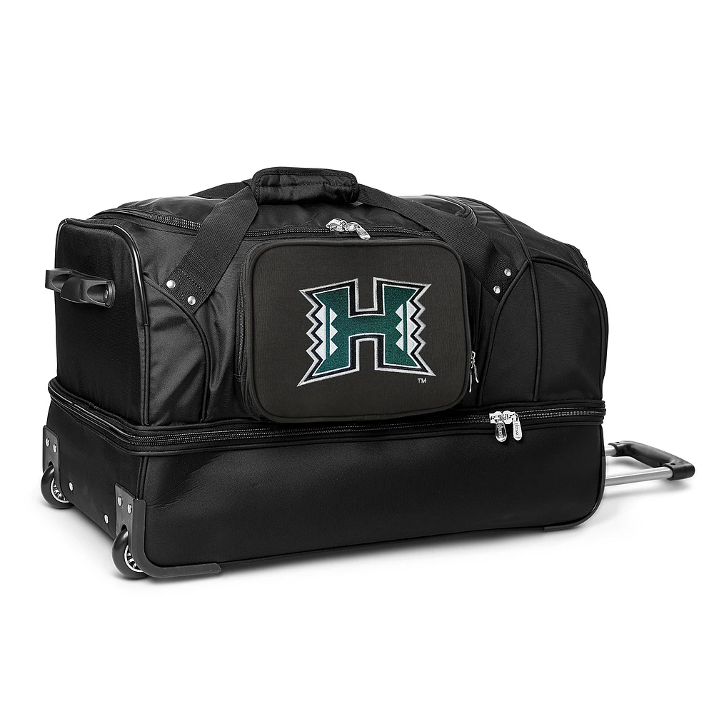 MOJO Hawaii Warriors Black 27'' 2-Wheel Drop Bottom Rolling Duffel Bag