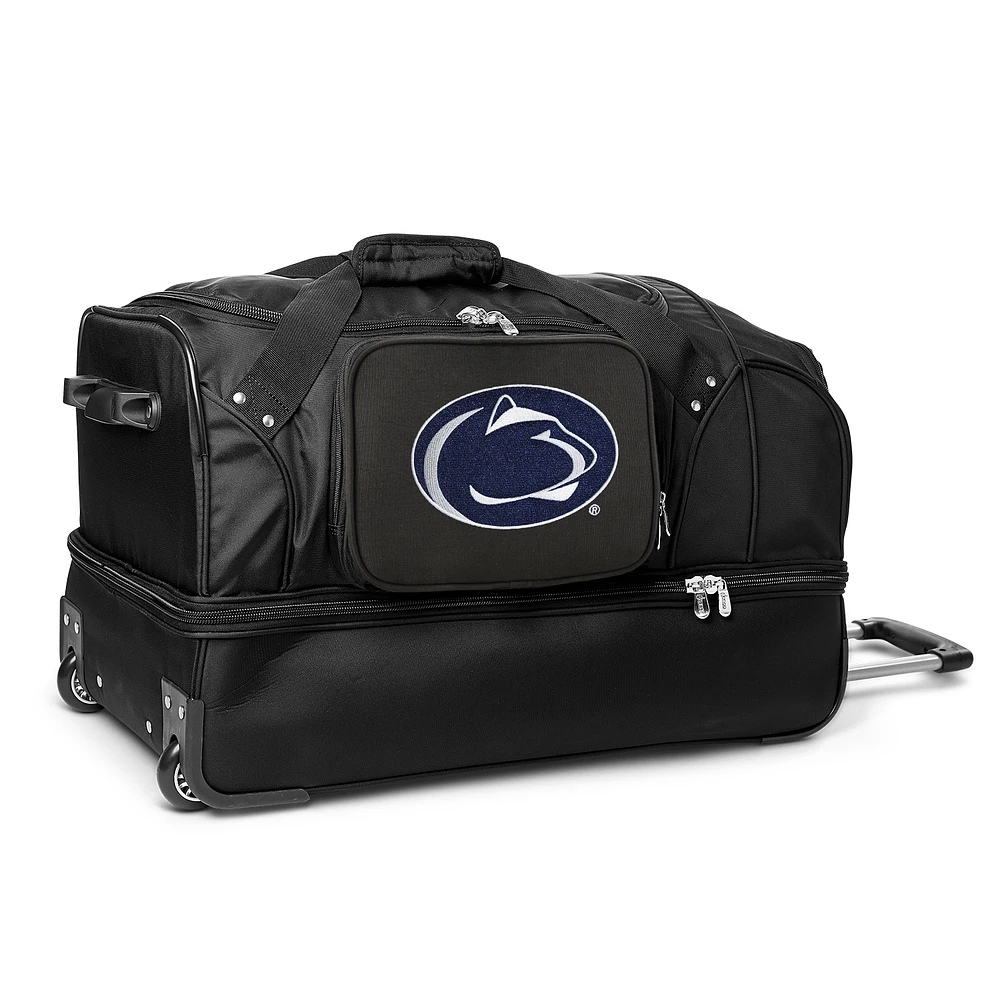 MOJO Penn State Nittany Lions Black 27'' 2-Wheel Drop Bottom Rolling Duffel Bag