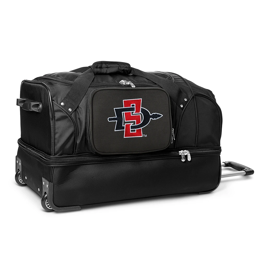 MOJO San Diego State Aztecs Black 27'' 2-Wheel Drop Bottom Rolling Duffel Bag