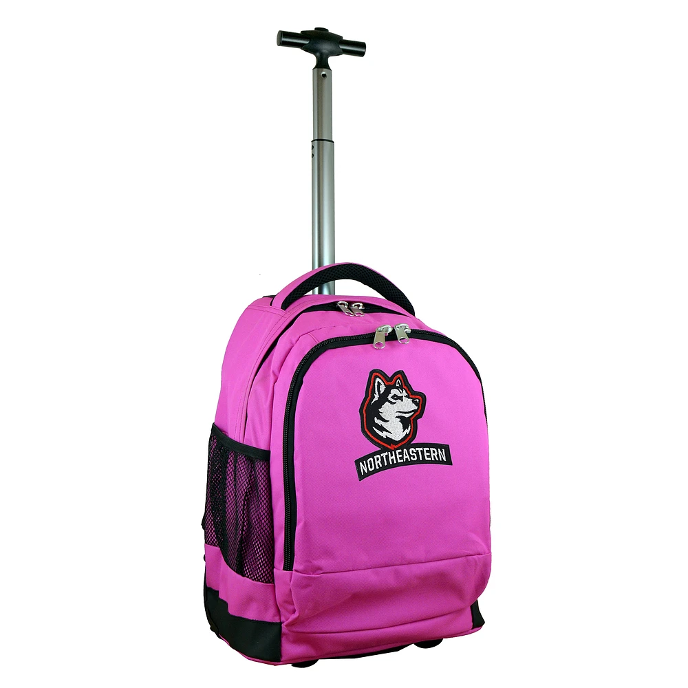 MOJO Pink Northeastern Huskies 19'' Premium Wheeled Backpack