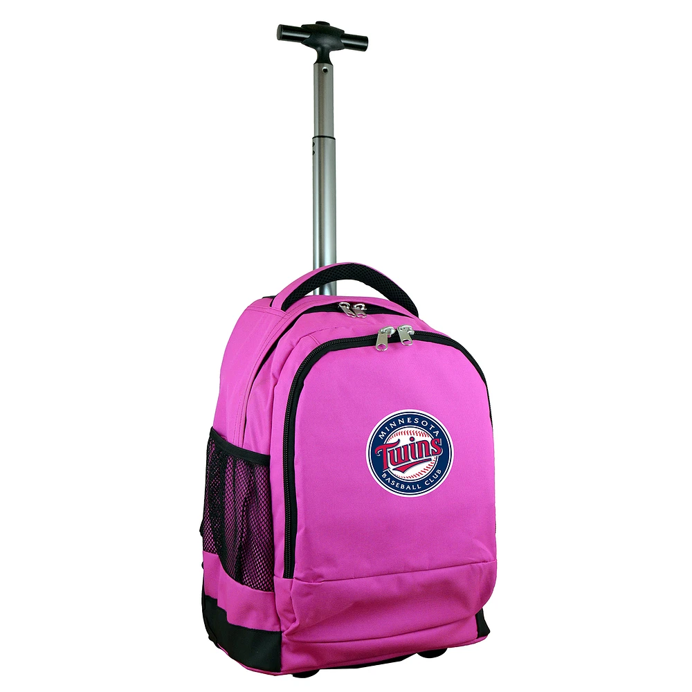 MOJO Pink Minnesota Twins 19'' Premium Wheeled Backpack