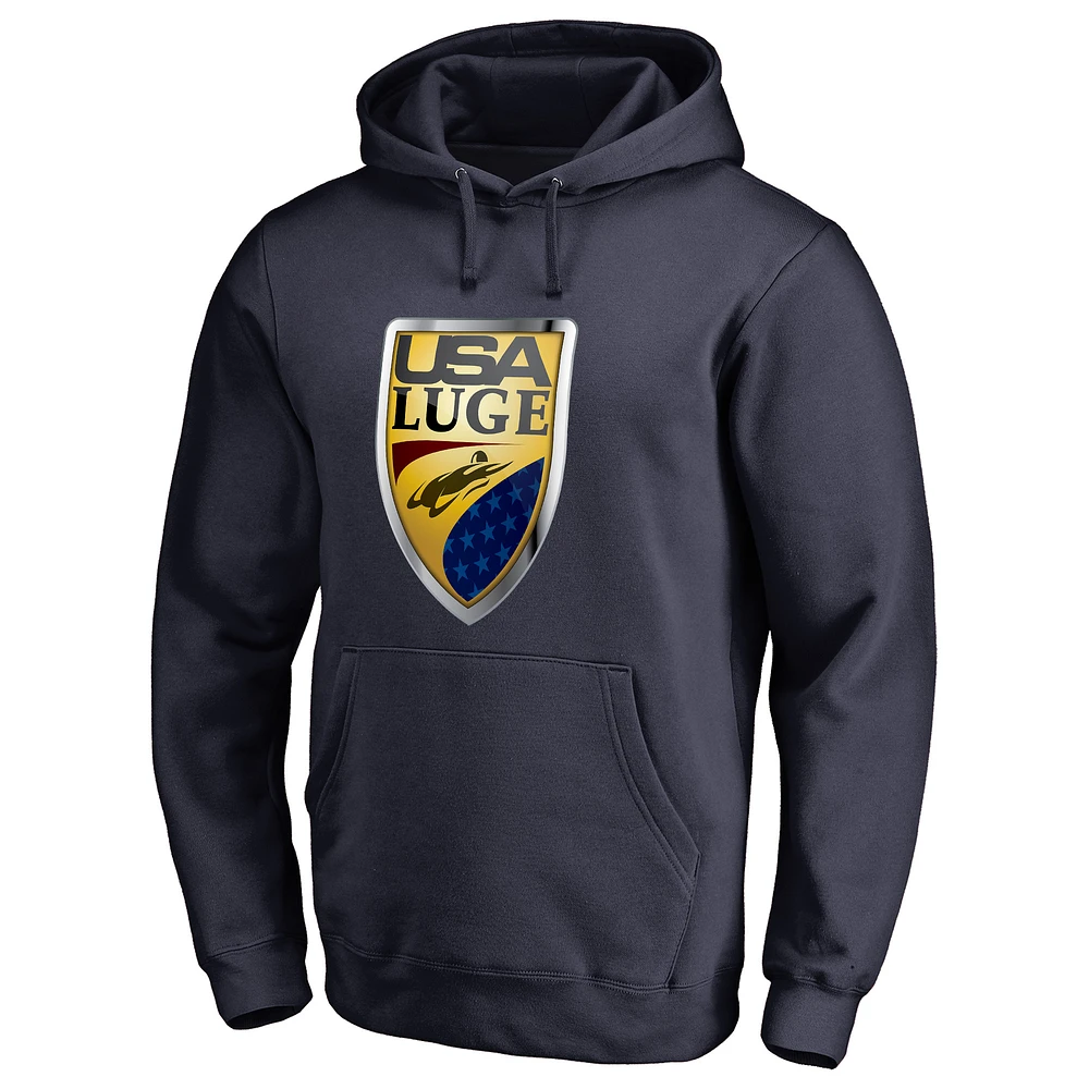 Men's Navy USA Luge Primary Logo Pullover Hoodie